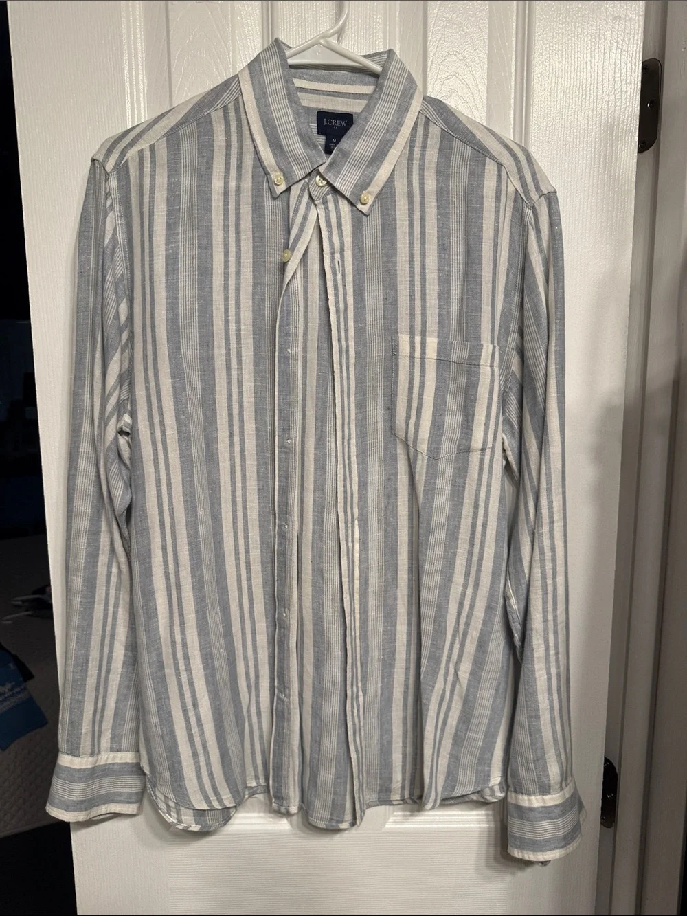 J. Crew Light Blue & White Vertical Stripe Button-Down Shirt. Line